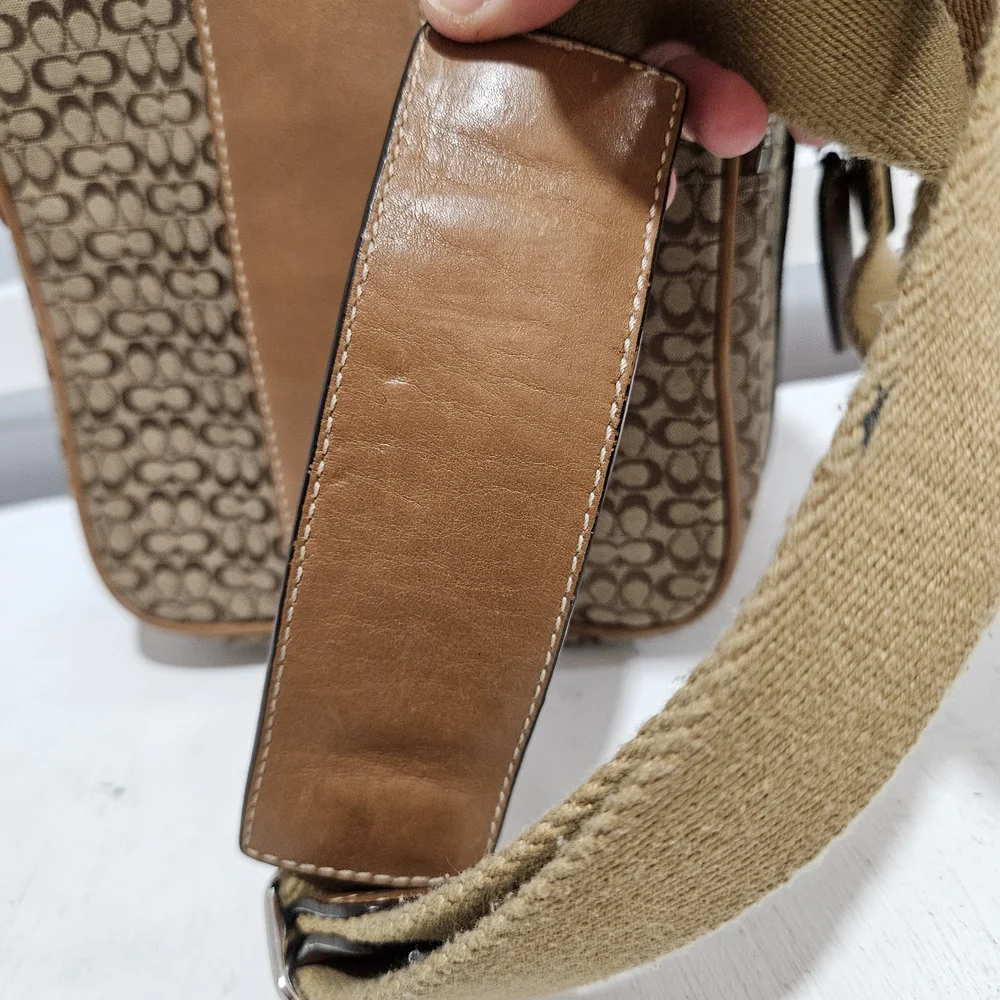 Coach Signature Mini C Camera/Sling Adjustable Bag Unisex Canvas & Leather